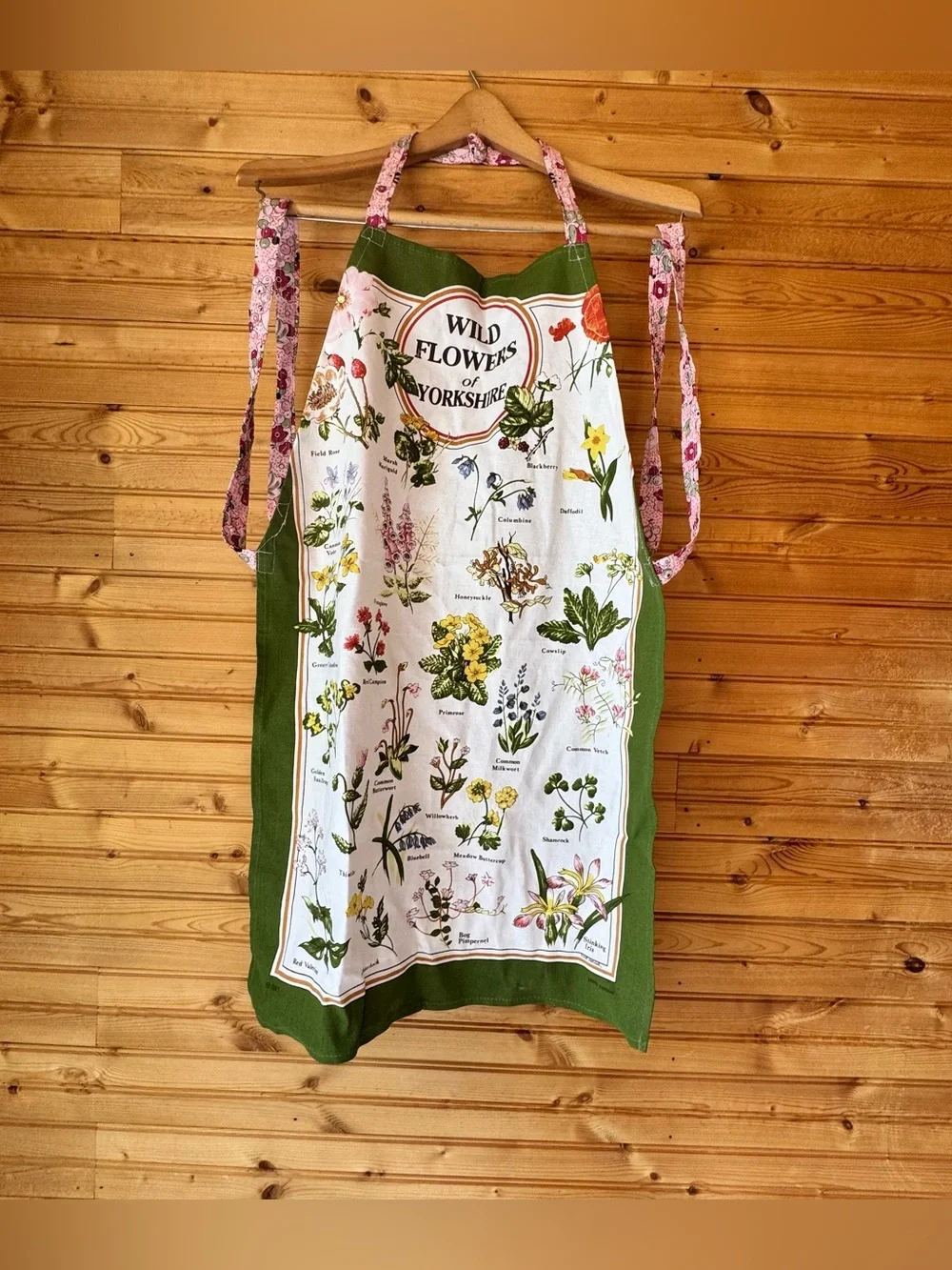 Clive Mayor Apron Wild Flowers of Yorkshire Green Floral Kitchen Apron Botanical